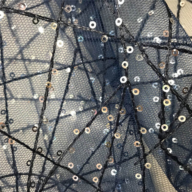 Dress Eyelet Sequin Embroidered Fabric for Women's Wear Wholesale Supp 5
